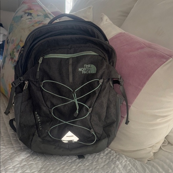 The North Face Charcoal Backpack with Light Green Details - Picture 2 of 8